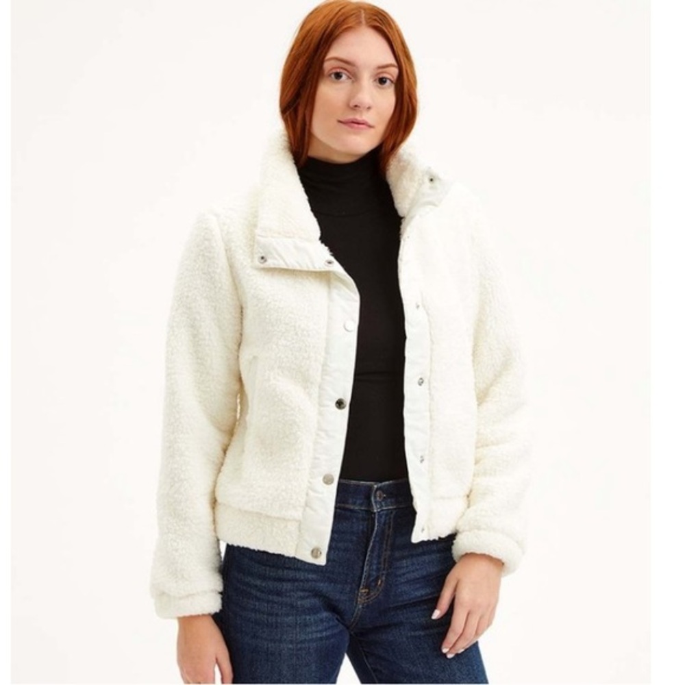 NWT Steve Madden Off-White Fleece Snap Up Jacket Woman’s Plus Size Large